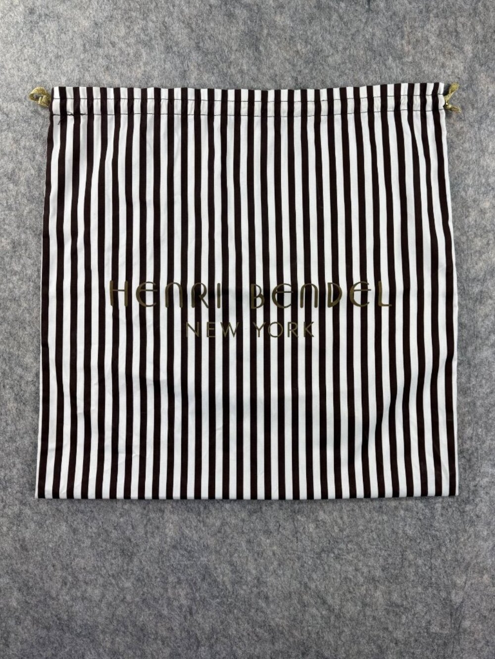 Henry Bendel Dust Bag Brown White Stripe 22x22 Drawstring